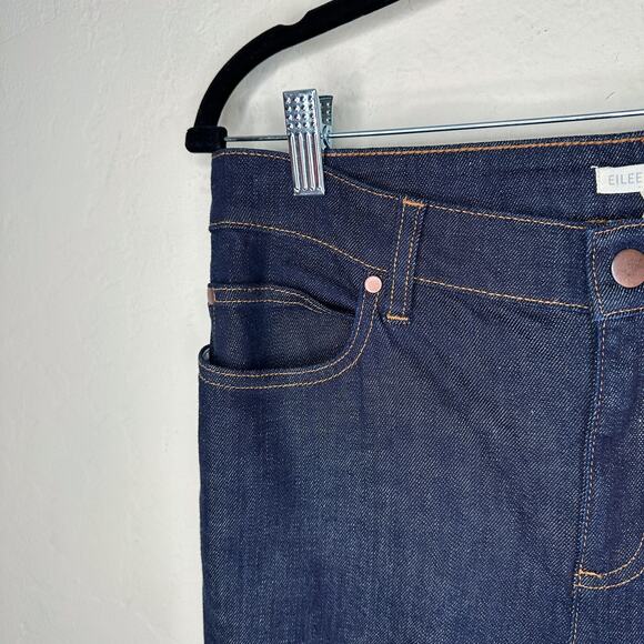 Eileen Fisher Cotton Stretch Dark Wash Denim Slim Straight Leg Jeans 4 - Picture 5 of 14